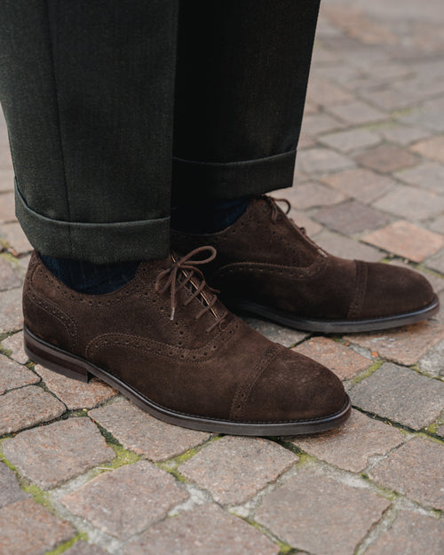 Pelle Scamosciata Scarpe Oxford Milano Francesina Full Brogue In