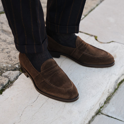 Sleepers Adie - Pantofole da uomo in vera pelle scamosciata, Beige, 42