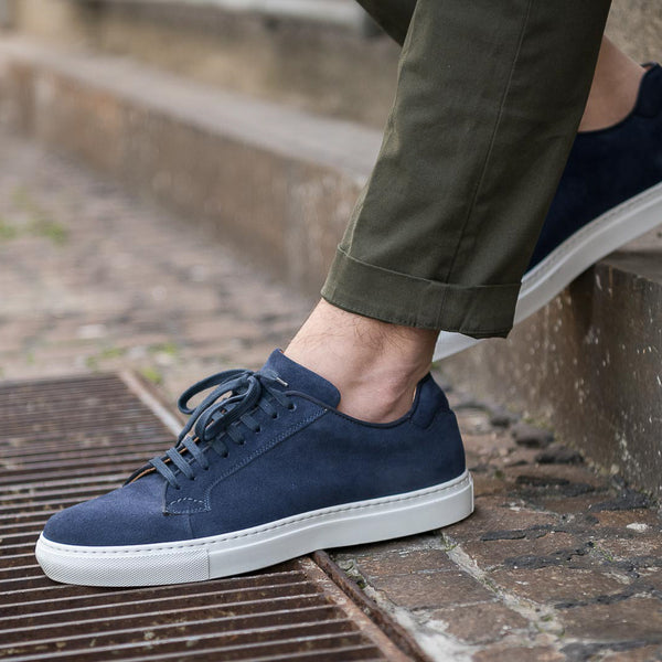 Man Scarpe Migliore Sneakers Da Uomo Basse In Camoscio Blu Velasca