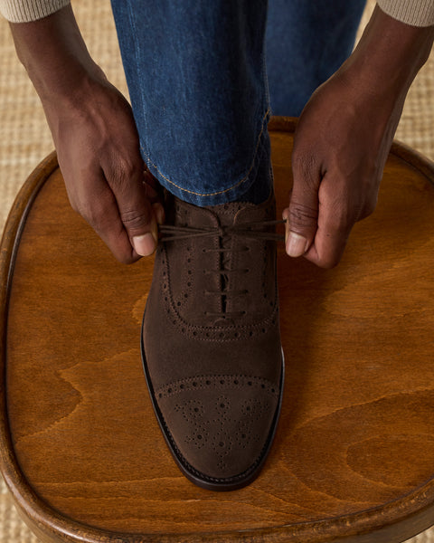 Camoscio Scarpe Francesine Uomo Estive Brogue Derby Scamosciate