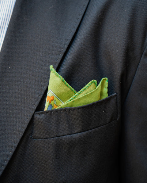 Velasca Pochette da taschino per uomo 100% cotone sfondo verde