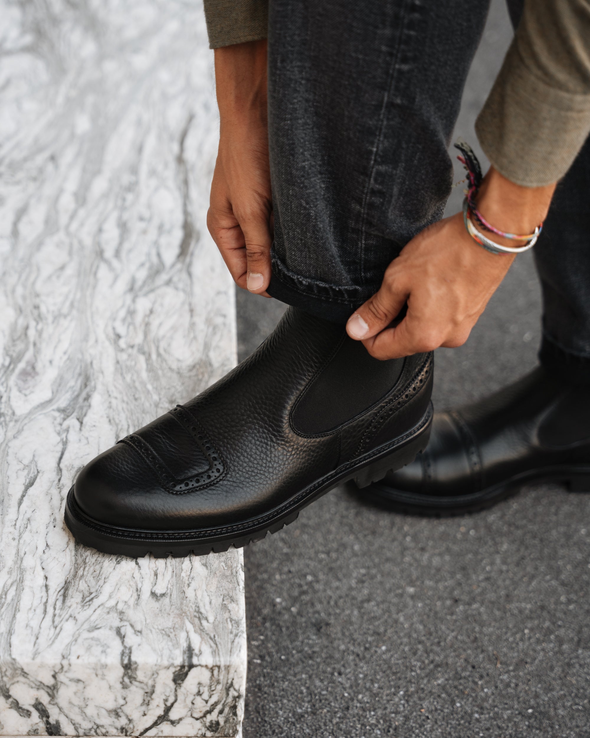 Velasca | Stivaletto Chelsea in pelle nera, d'ispirazione biker