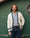 Our Fondo panna con righe blu e verdi 100% cotone Gerace cardigan - Picture 1 - Velasca