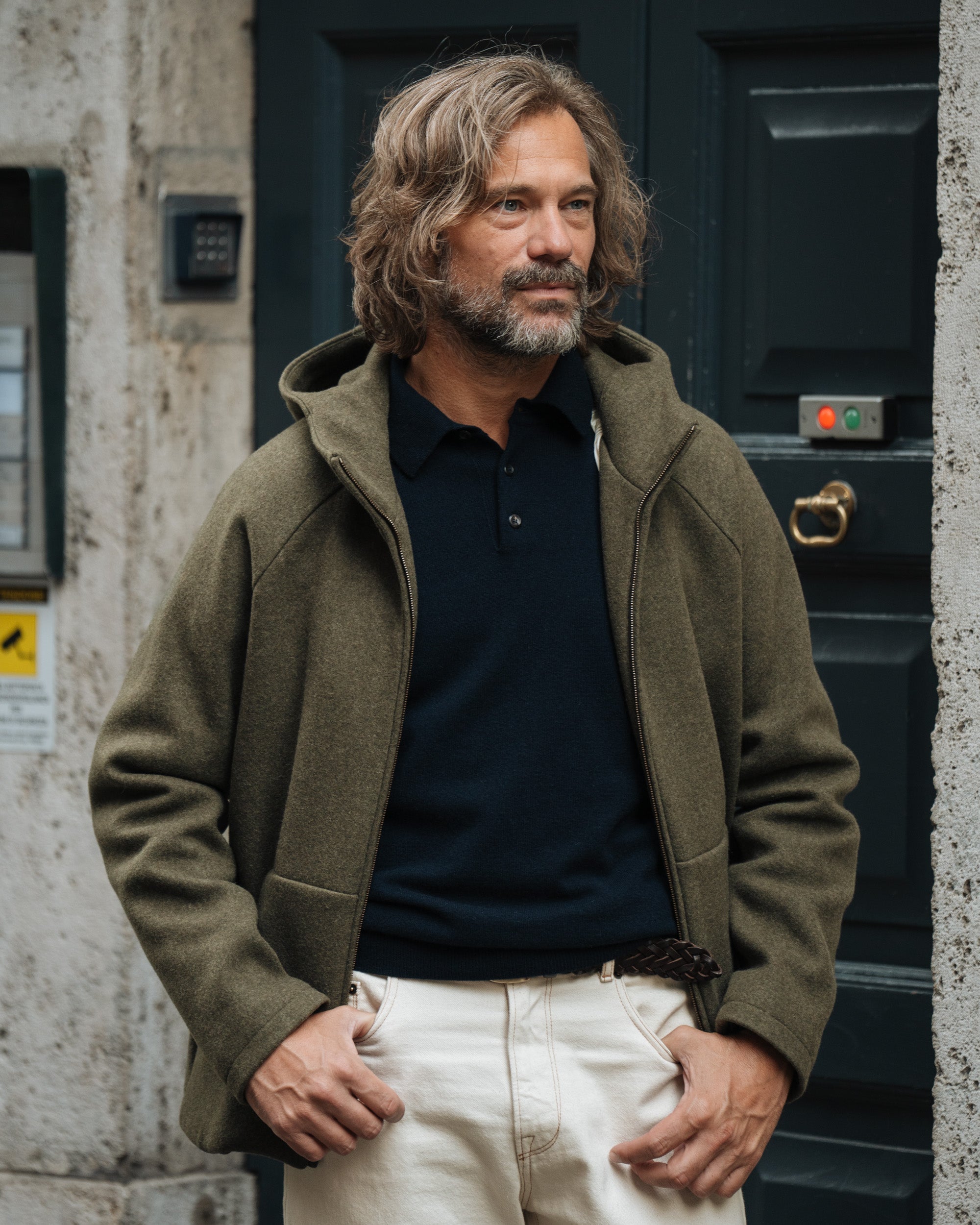 Felpa verde con cappuccio, qualità Made in Italy Velasca