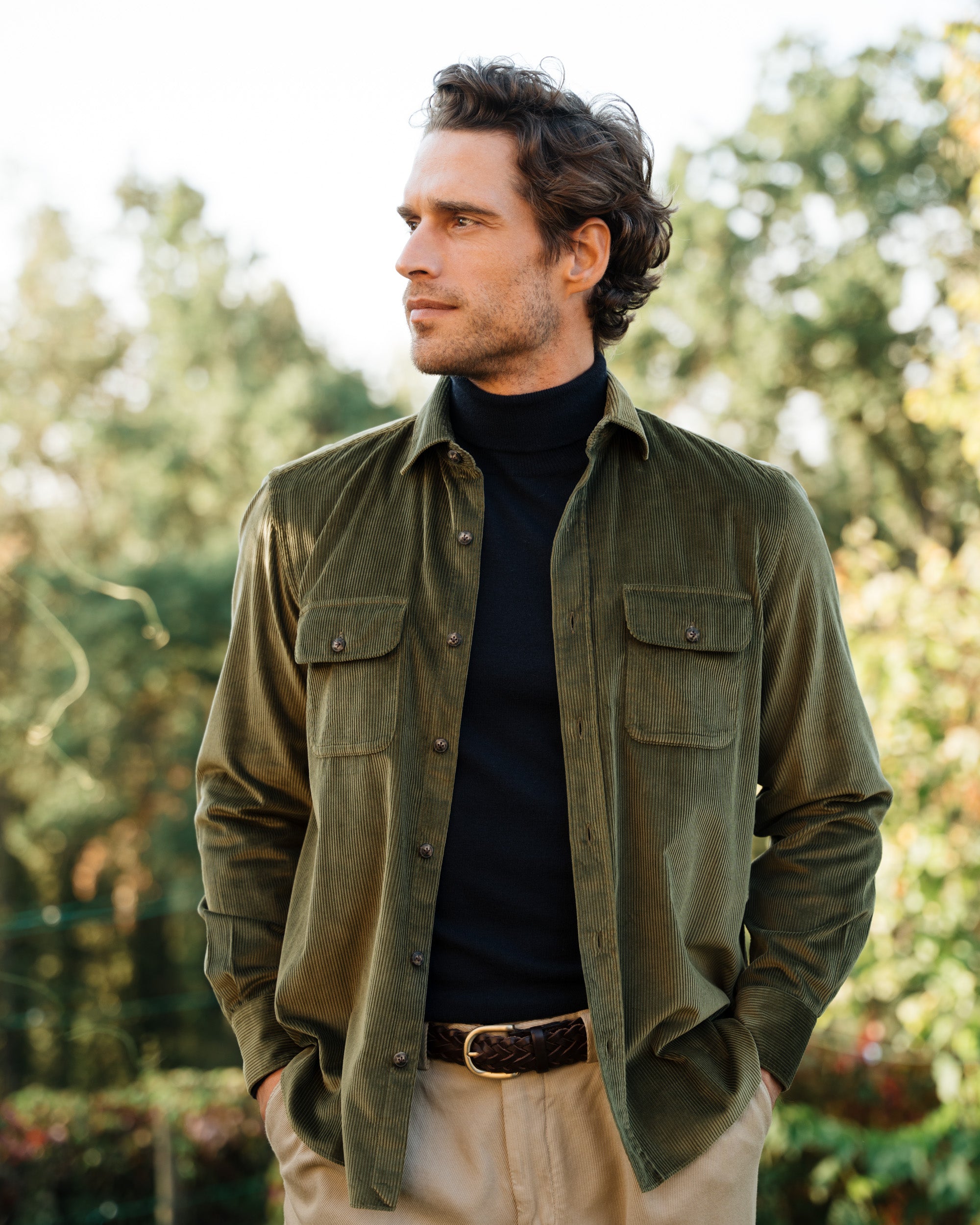 Velluto Giacca Camicia Verde Giacca Uomo Dolcevita Uomo Dentro O
