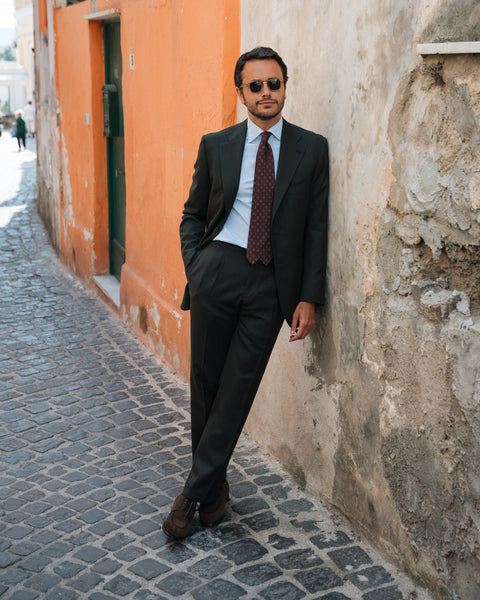 Abito verde in puro lino irlandese, made in Italy Velasca