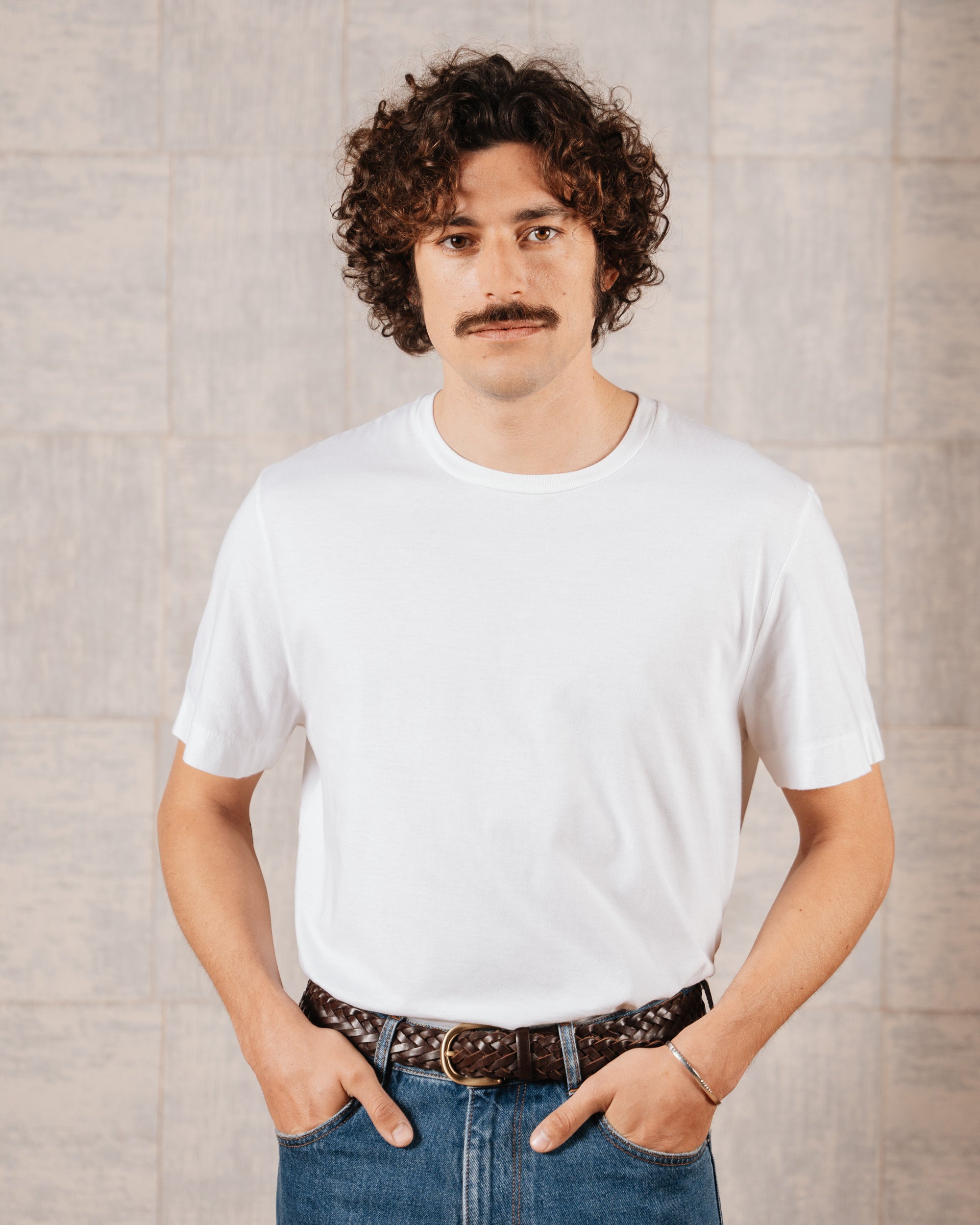 Denim Giacca E Maglietta Bianca Uomo Giacca T Shirt Bianca