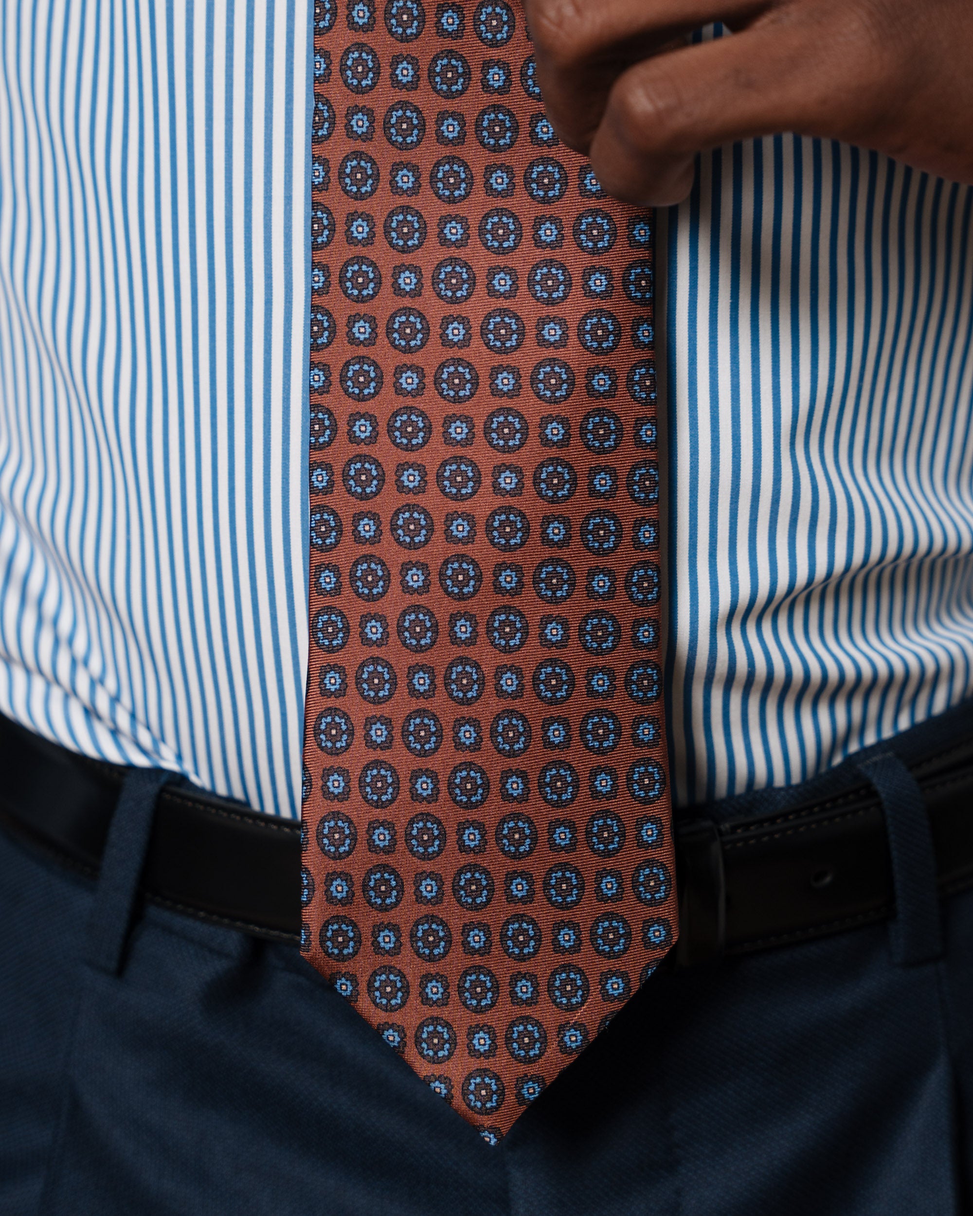 Cravate Homme Slim 5cm En Soie Rouge Et Bleu Fabriquée En Italie