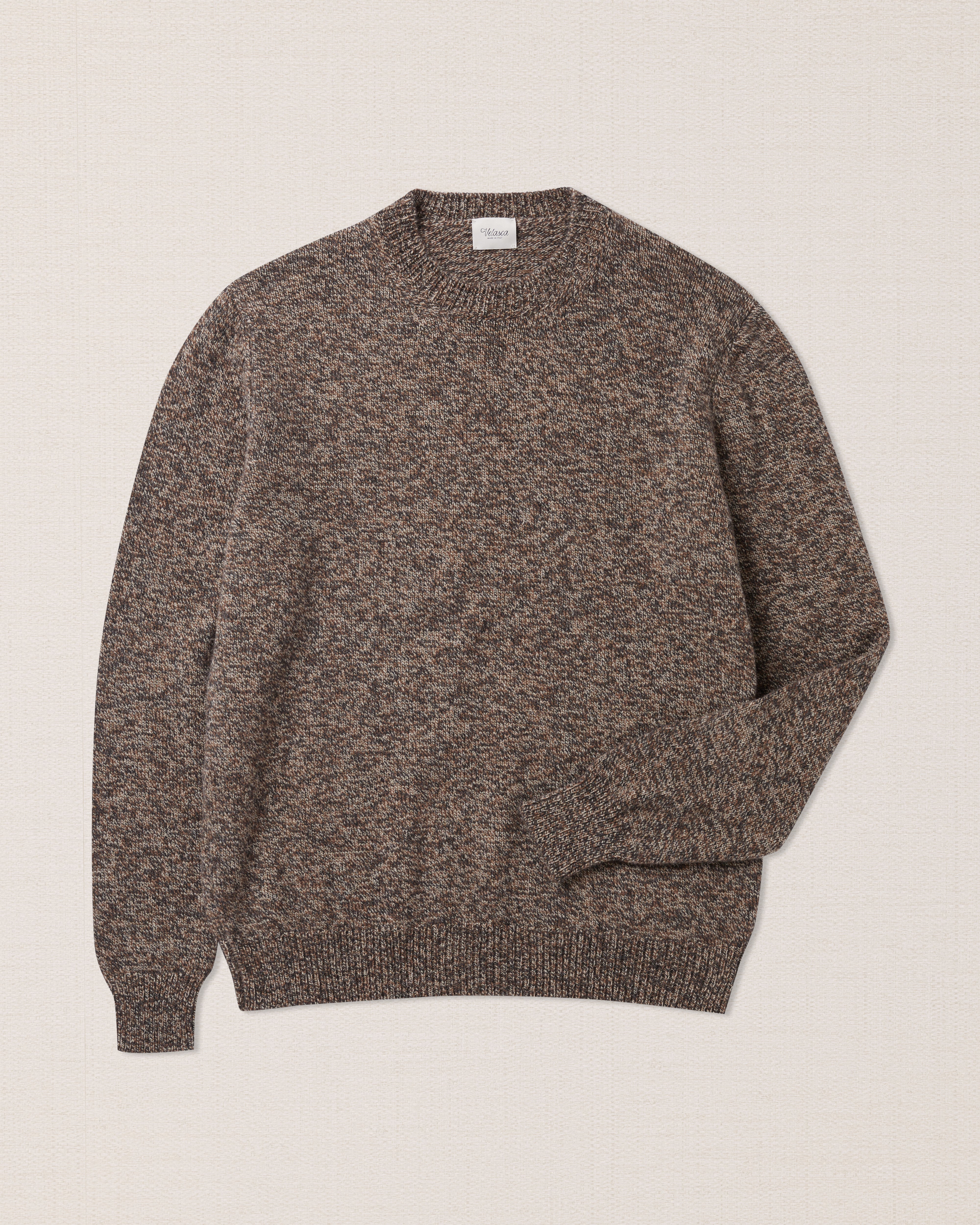 Maglione marrone mouliné di lana, Made in Italy Velasca