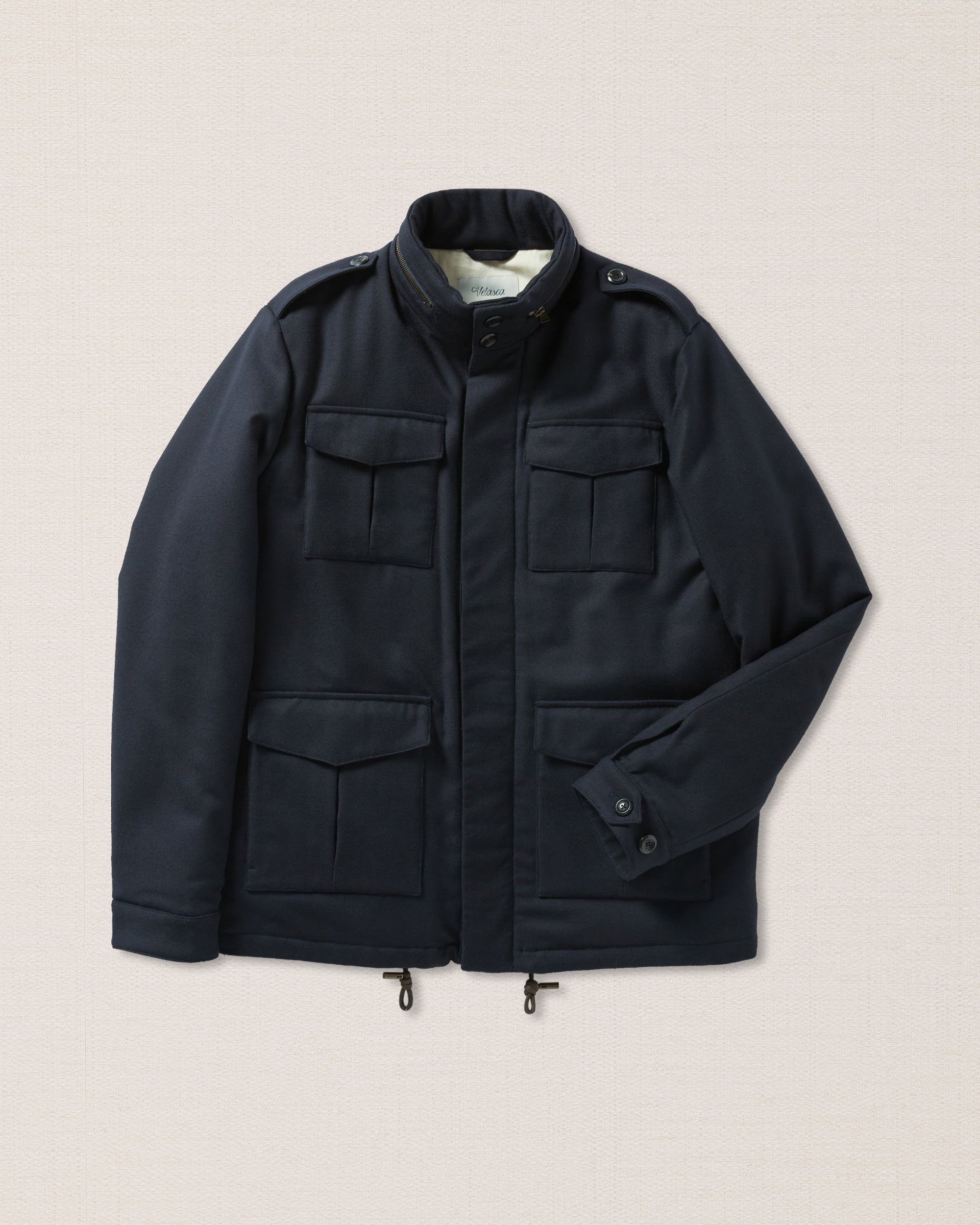 Field jacket blu 100% lana vergine, Made in Italy Velasca
