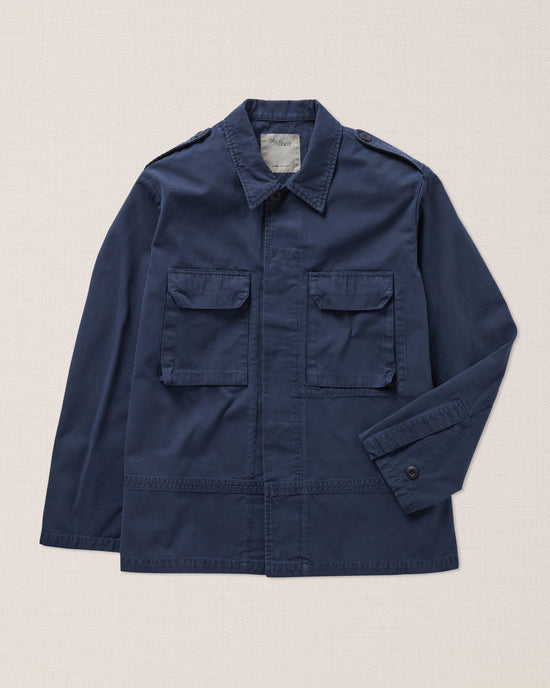 Field jacket blu scuro di cotone, Made in Italy | Velasca