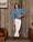 Our Blu lavaggio medio denim 100% cotone Neive camicia classica - Picture 7 - Velasca