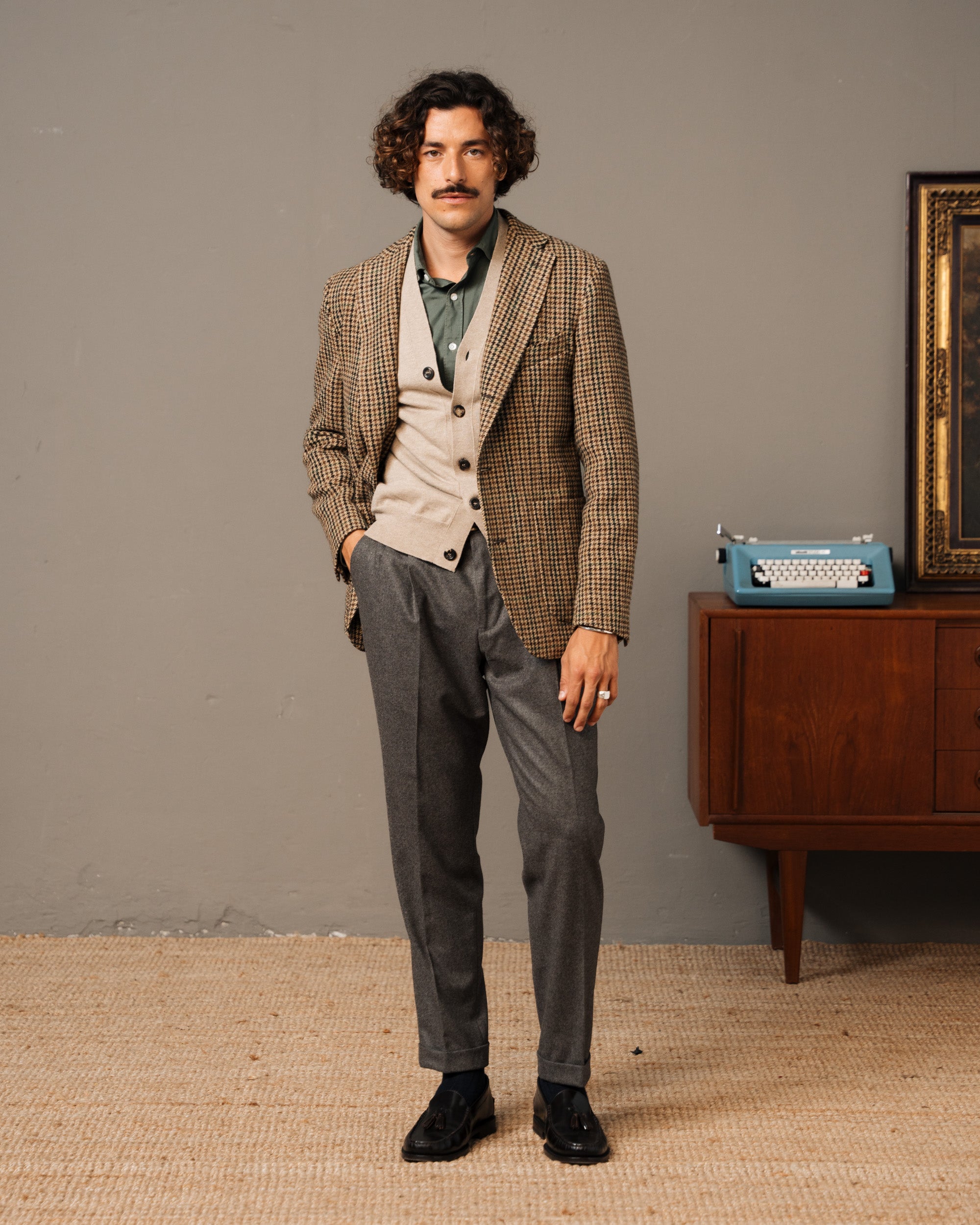 Pantaloni classico di flanella grigio tortora Velasca