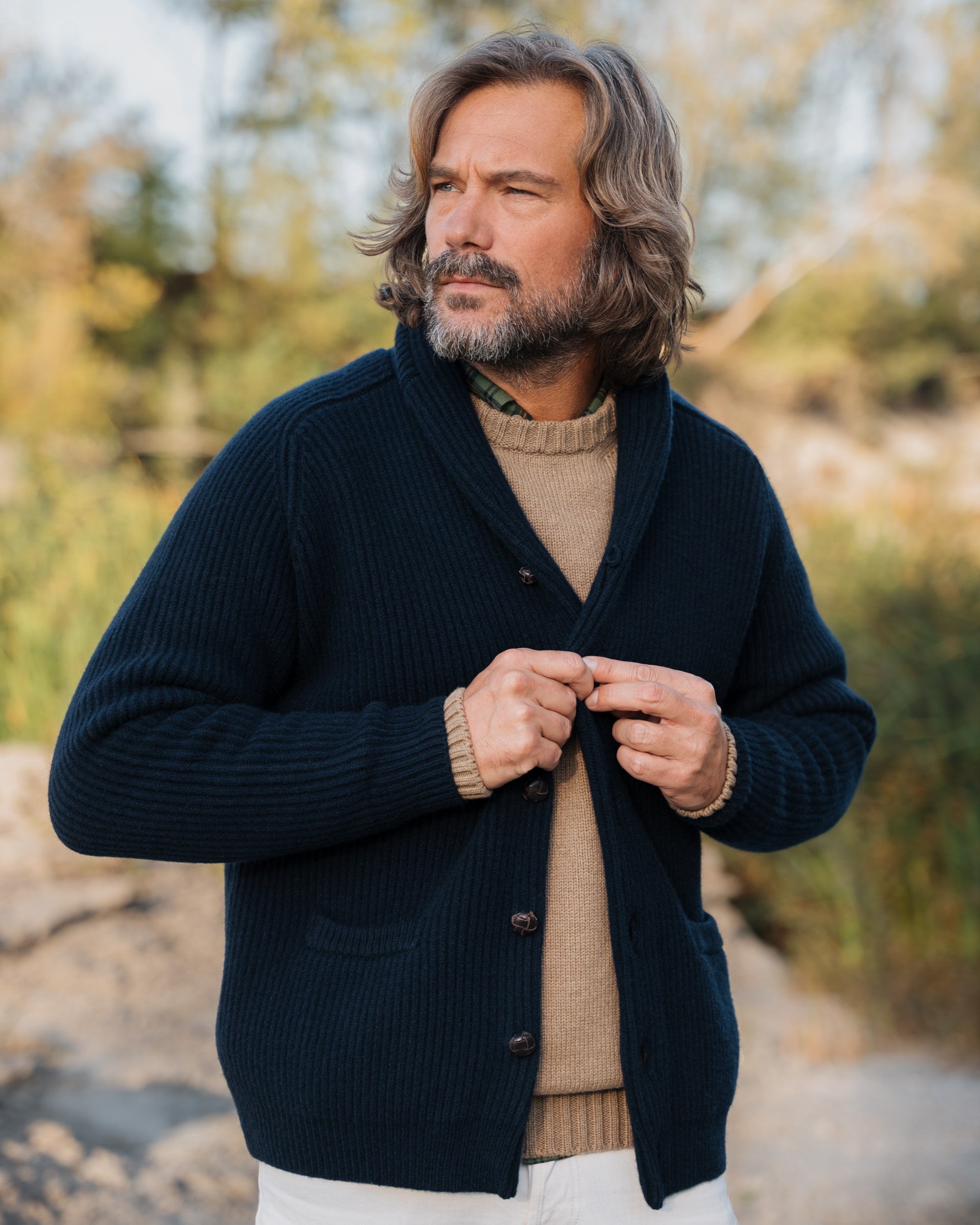 Camicia abbottonata in flanella a quadri: cotone blu navy