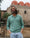Our Verde acqua 72% lino 28% cotone Specchia polo manica lunga - Picture 1 - Velasca
