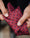 Our A sfondo Rosso 100% seta stampata macrofantasia Pietracamela pochette - Picture 5 - Velasca